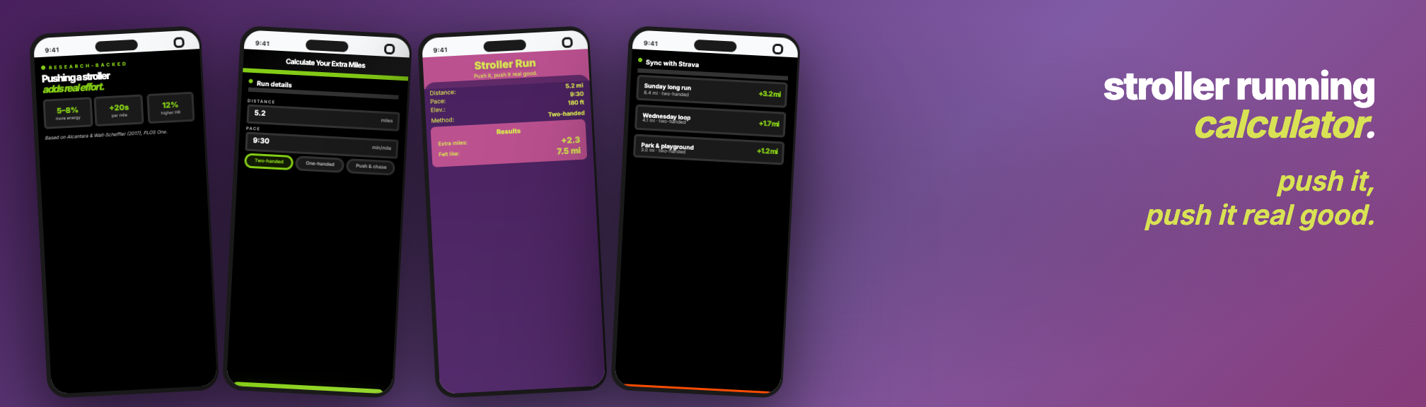stroller running calculator screenshot